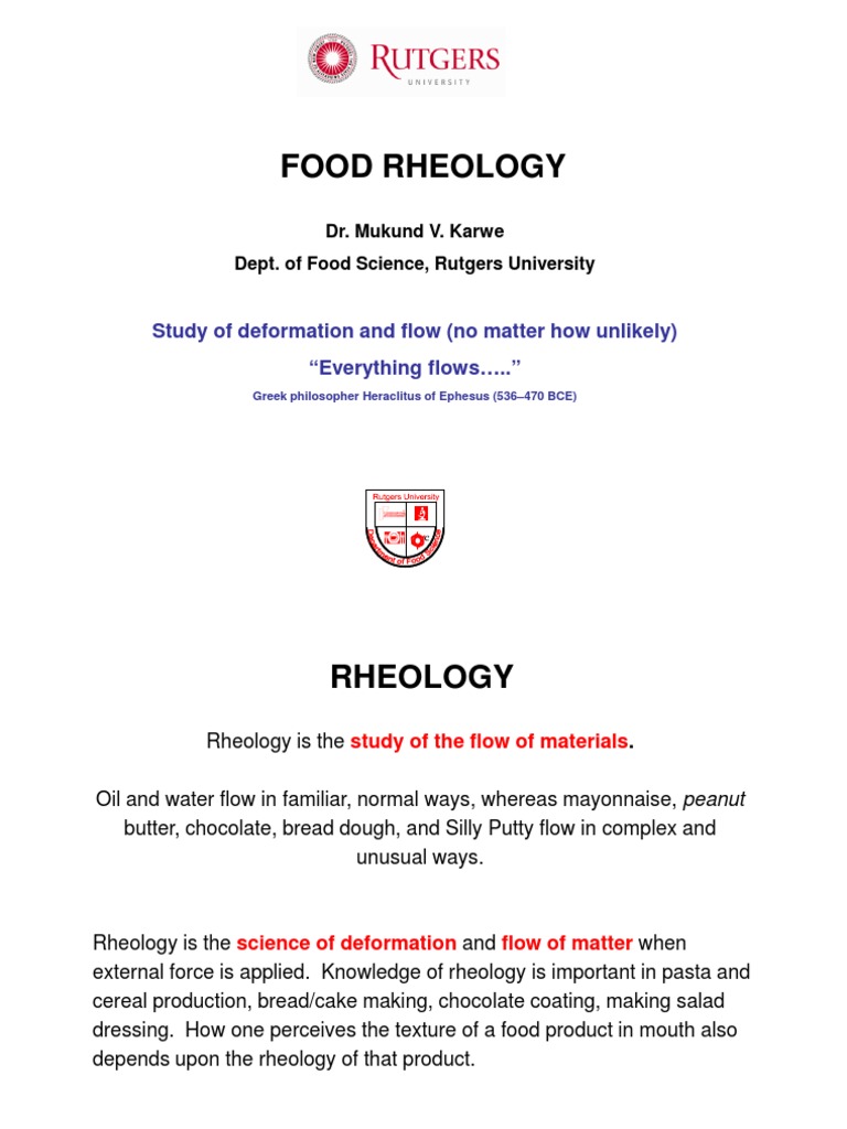 Food Rheology PDF Rheology Viscoelasticity