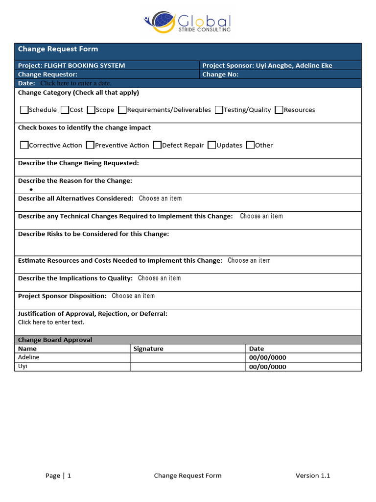 Change Request Form | PDF | Finance & Money Management