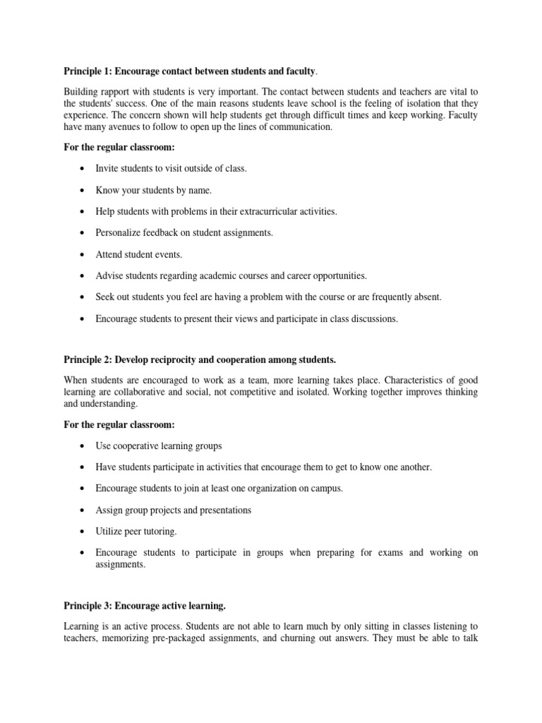 7 Principles | PDF | Learning | Teachers