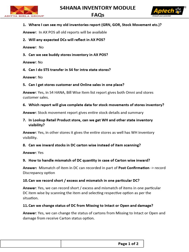 S4 HANA FAQs | PDF | Business | Finance & Money Management