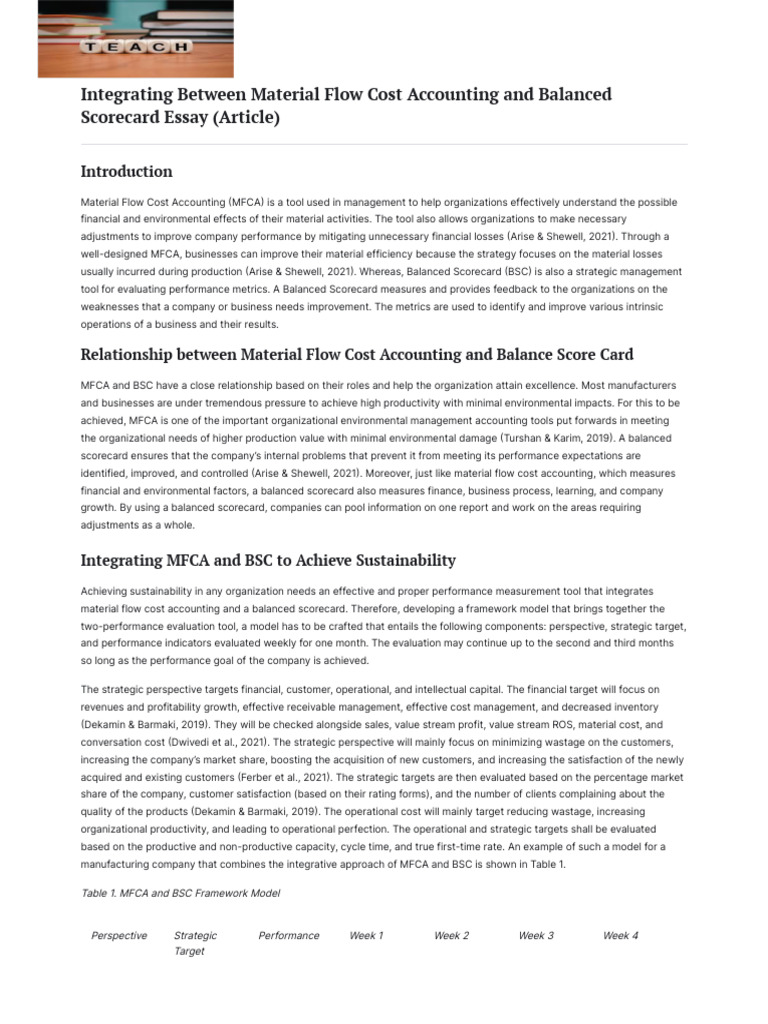 Integrating Between Material Flow Cost Accounting - (Business) | PDF ...