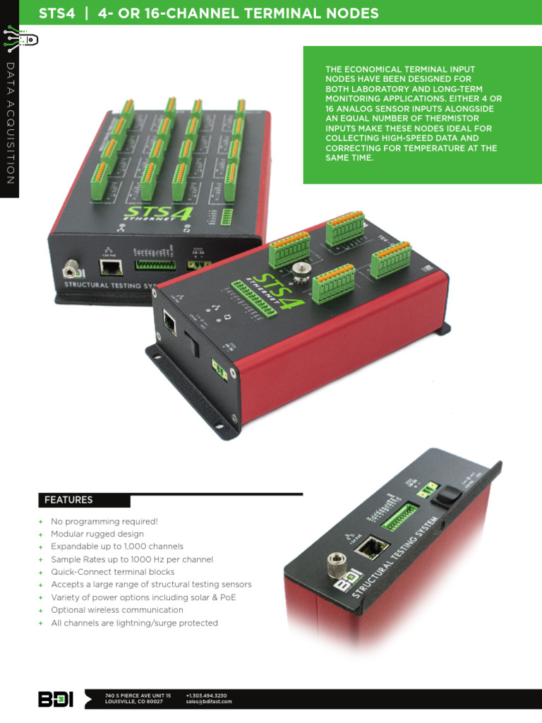STS4 Terminal Nodes for Data Acquisition | PDF | Analog To Digital ...