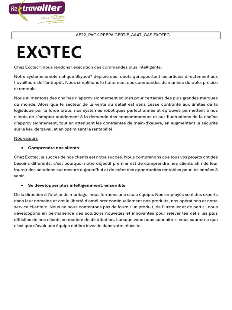 Af22 - Aa47 Cas Exotec | PDF | Informatique | Logiciel