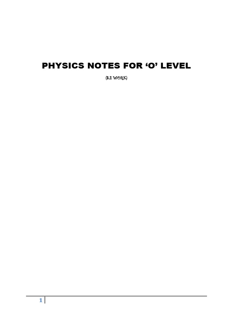 S 2 Physics Notes For O' Level | PDF | Gases | Acceleration