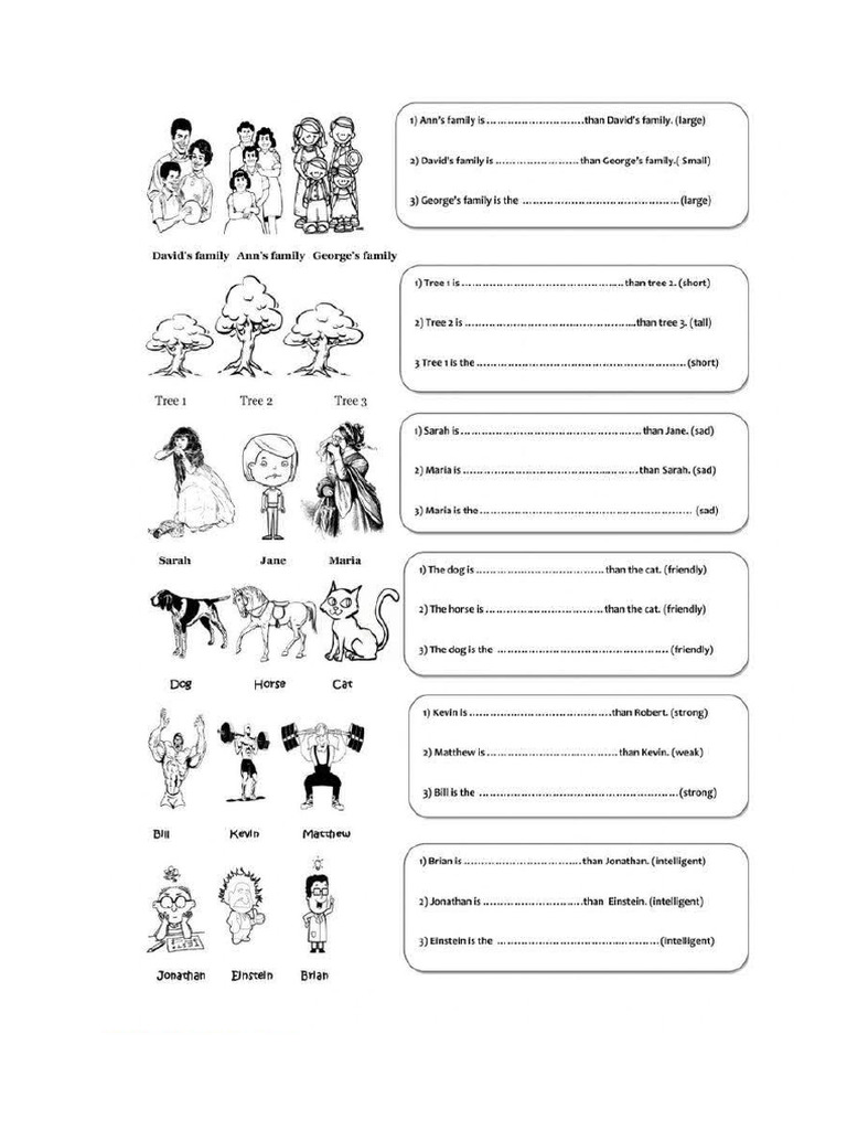 Degree of Comparison Worksheet PDF