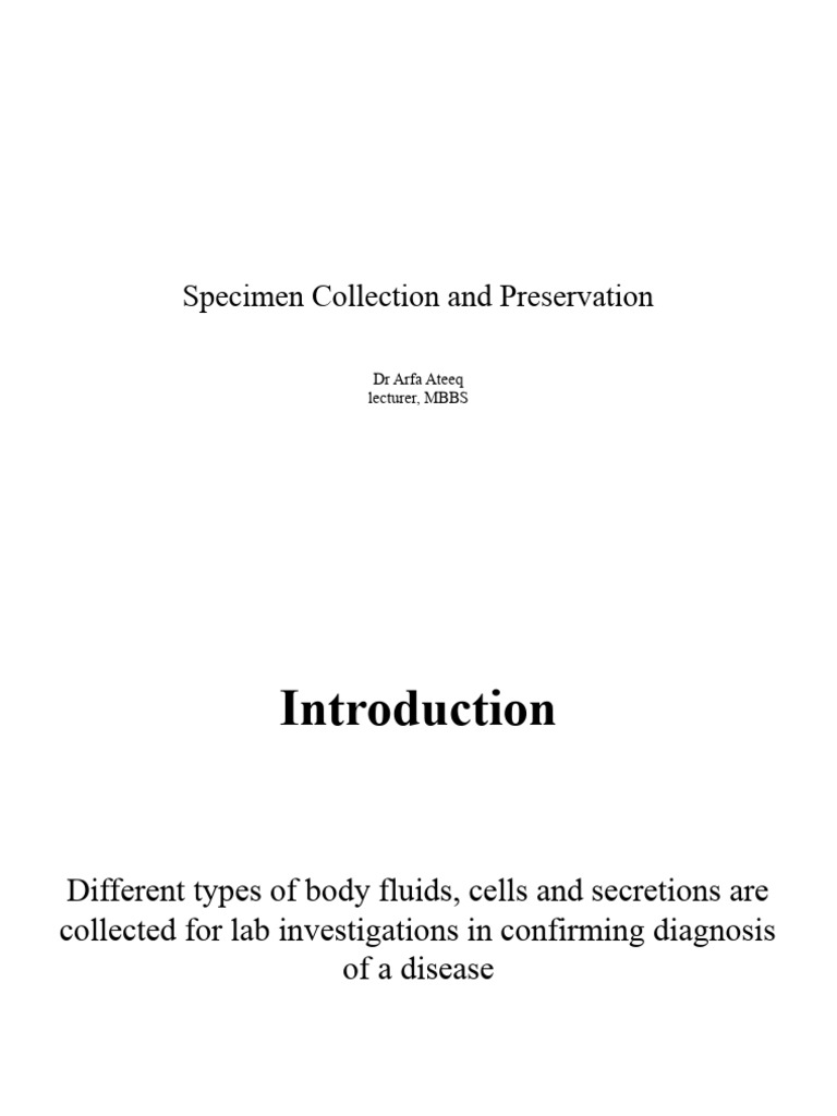 Specimen Collection New Final | PDF | Blood Plasma | Medical Specialties