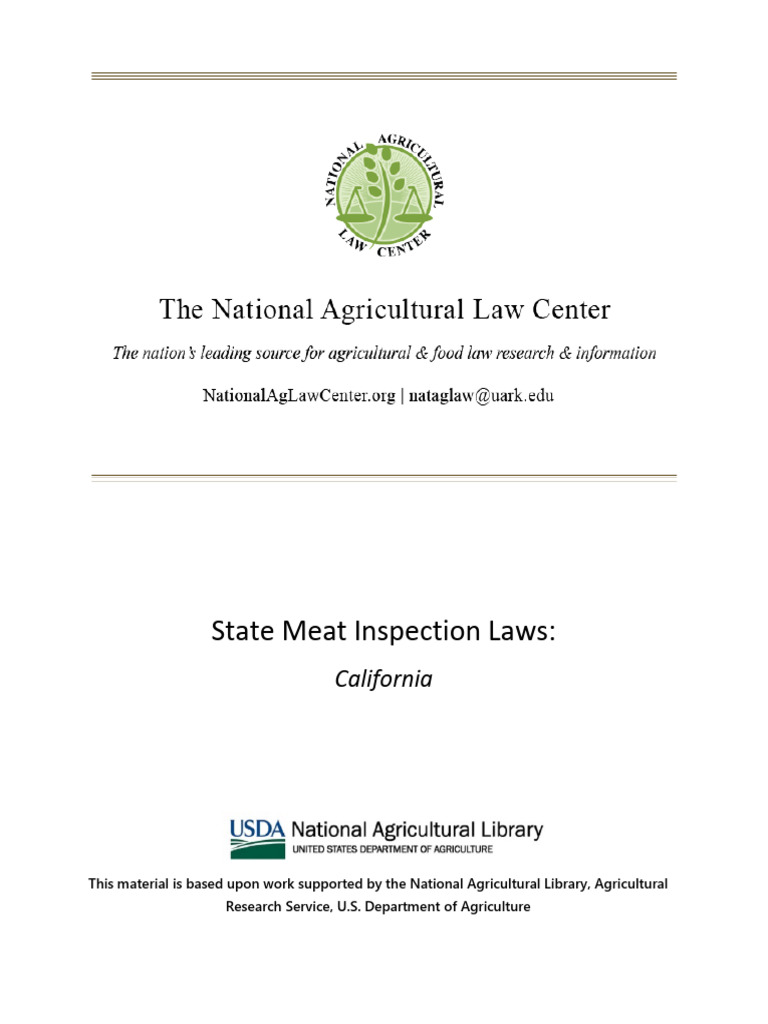 State Meat Inspection Laws California Download Free PDF Animal