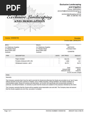 landscaping invoice 20