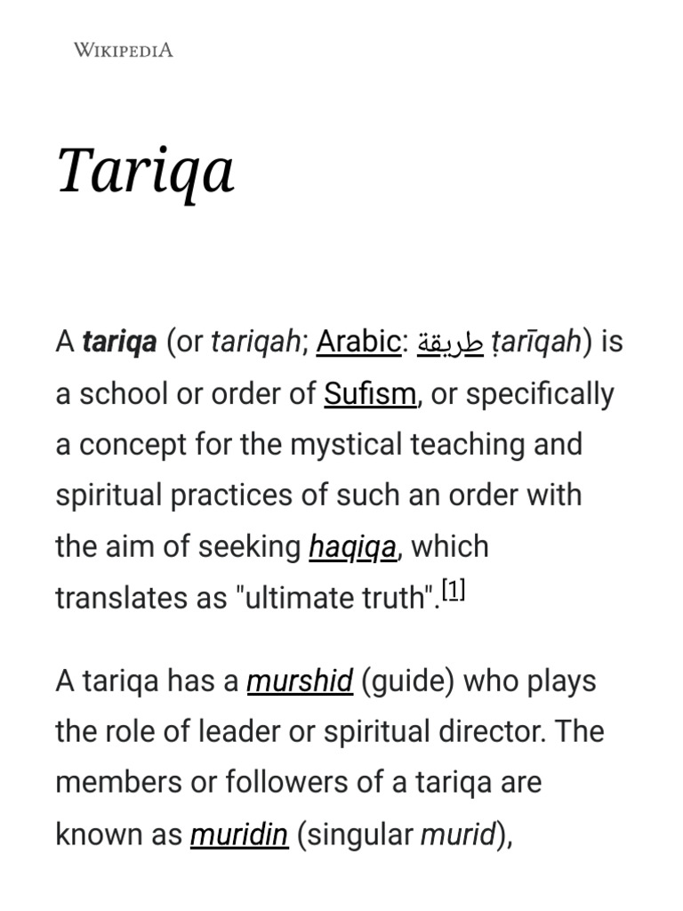 Tariqa - Wikipedia | PDF | Sufism | Persian Philosophy