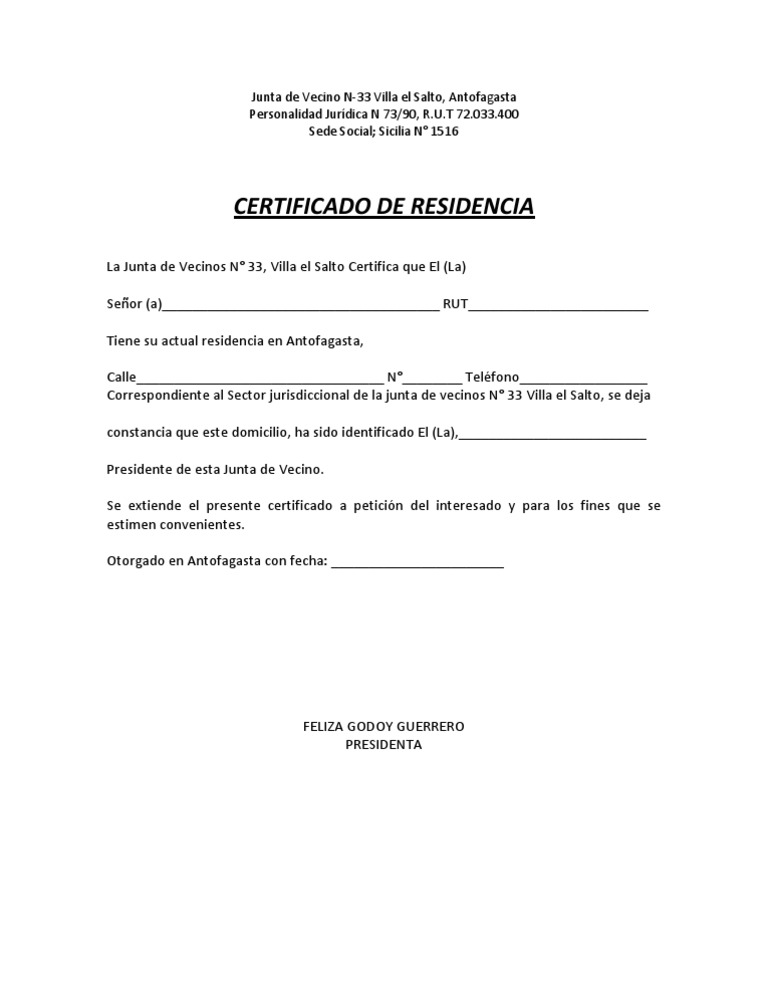 Certificado de residencia