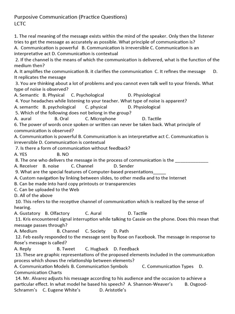 Communication Principles and Models | PDF | Communication | Human ...