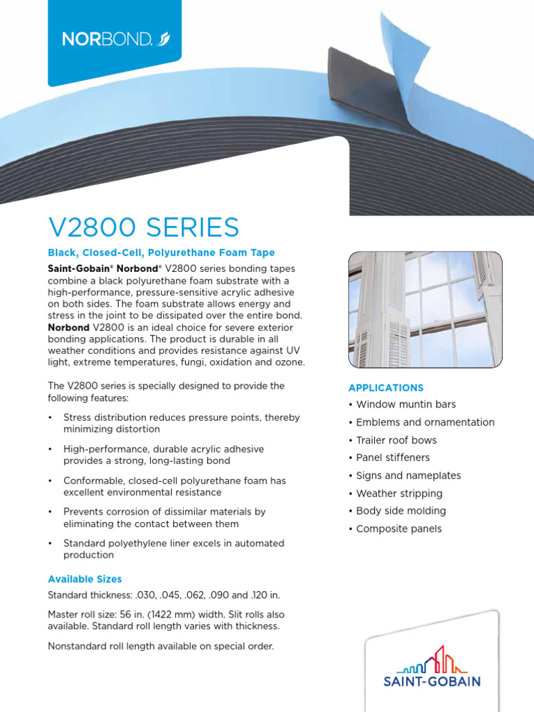Norbond V2800 Tape TDS 1013 | PDF | Adhesive | Polyurethane