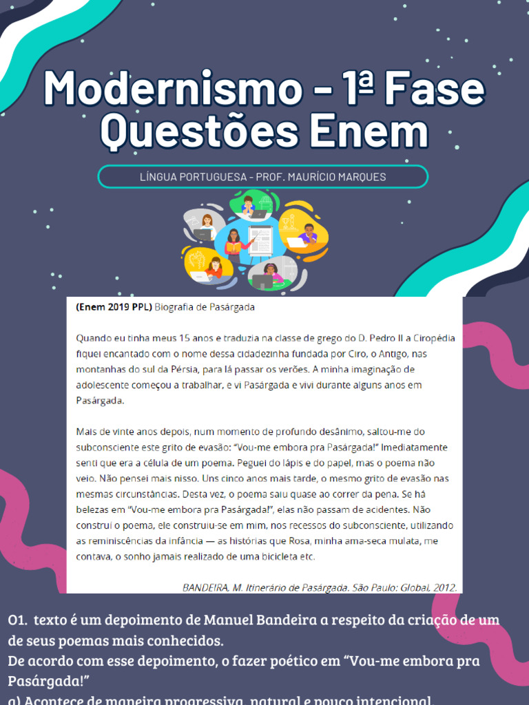 Questões sobre Modernismo - 1ª Fase | PDF | Poesia
