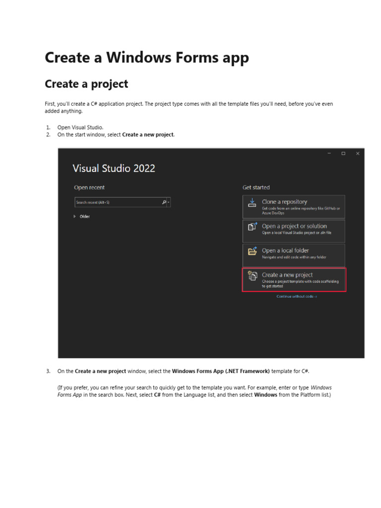 Create a C# Windows Forms App Guide | PDF | Extensible Application ...