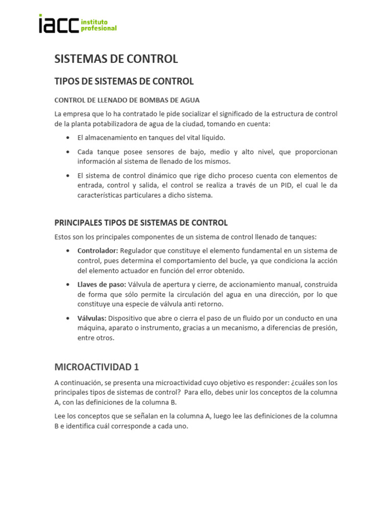 Guia Semana 1 Sistemas de Control | PDF | Sistema de control