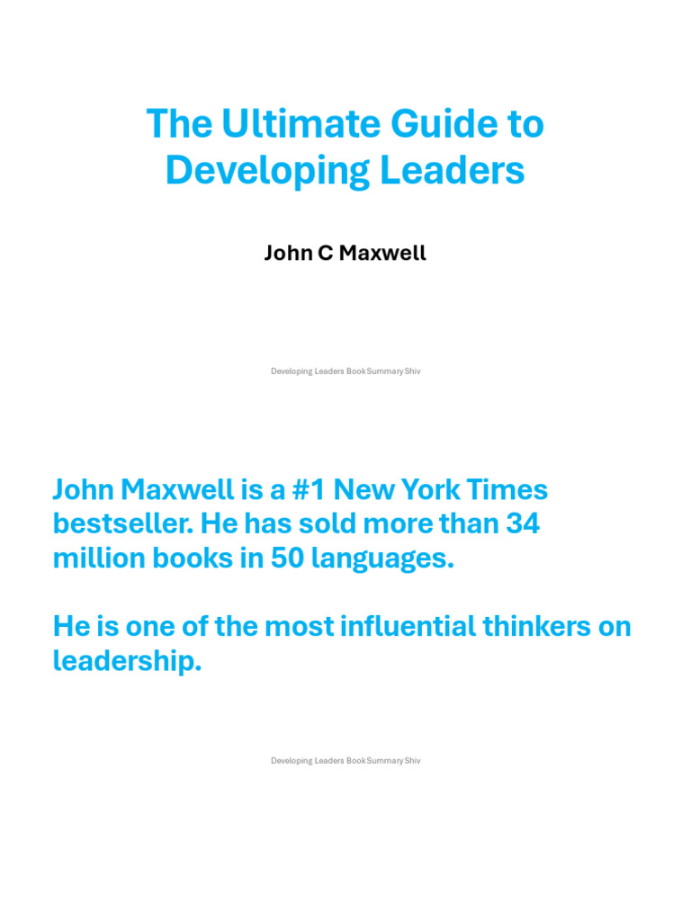 The Ultimate Guide To Developing Leaders: John C Maxwell | PDF ...