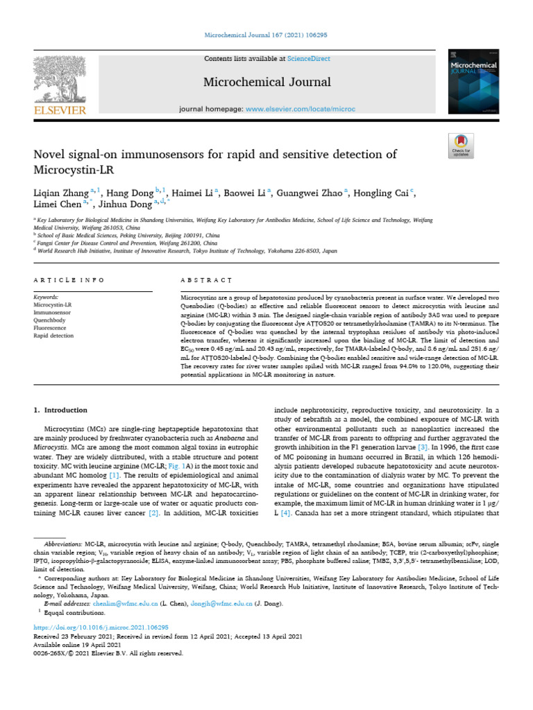 Novel Signal-On Immunosensors For Rapid and Sensitive Detection of ...