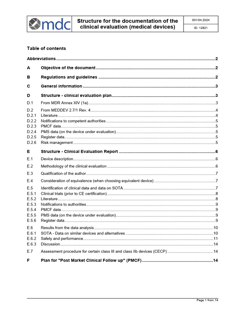 Clinical Evaluation Report Structure Guide | PDF | Medical Device