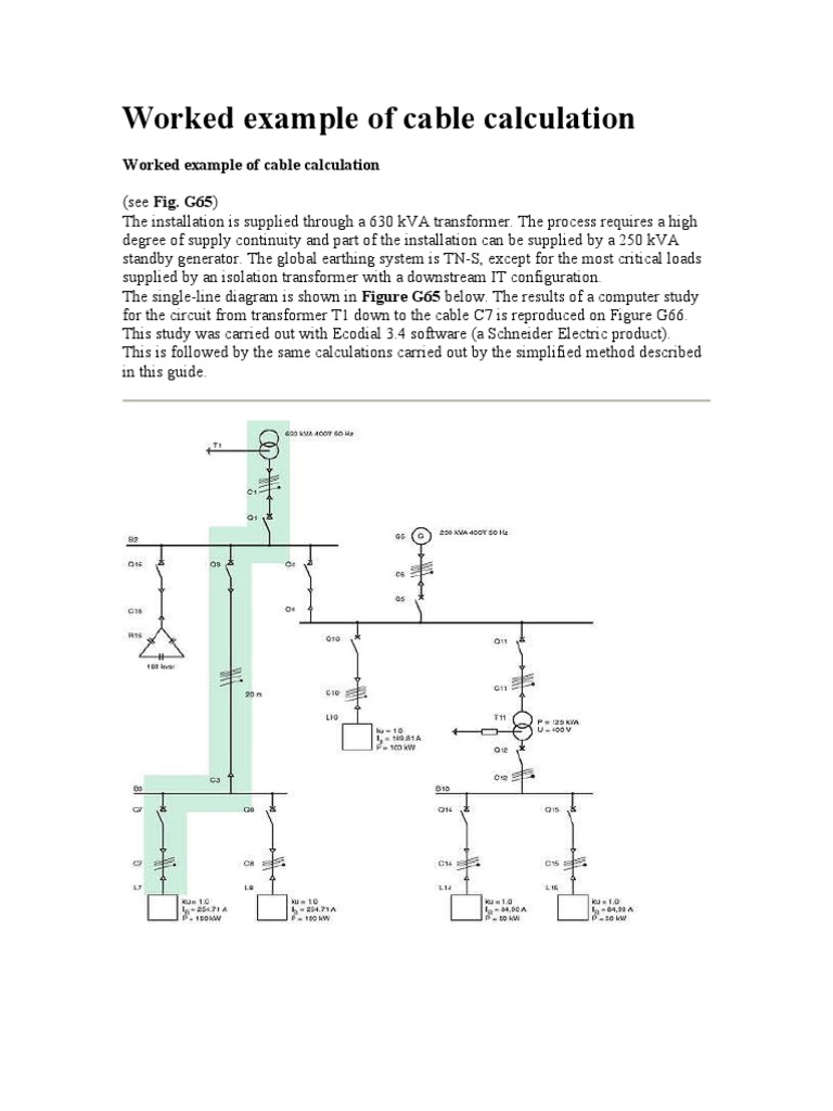 Worked Example of Cable Calculation PDF Transformer Cable
