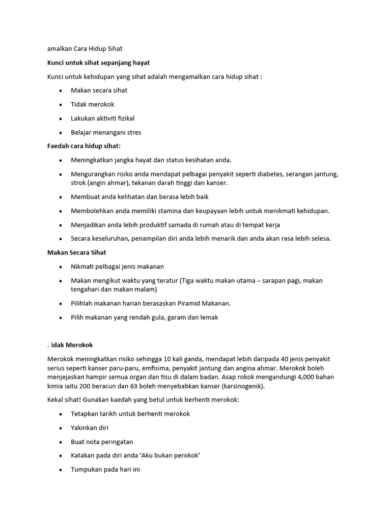 Kepentingan Gaya Hidup Sihat Terhadap Remaja | PDF