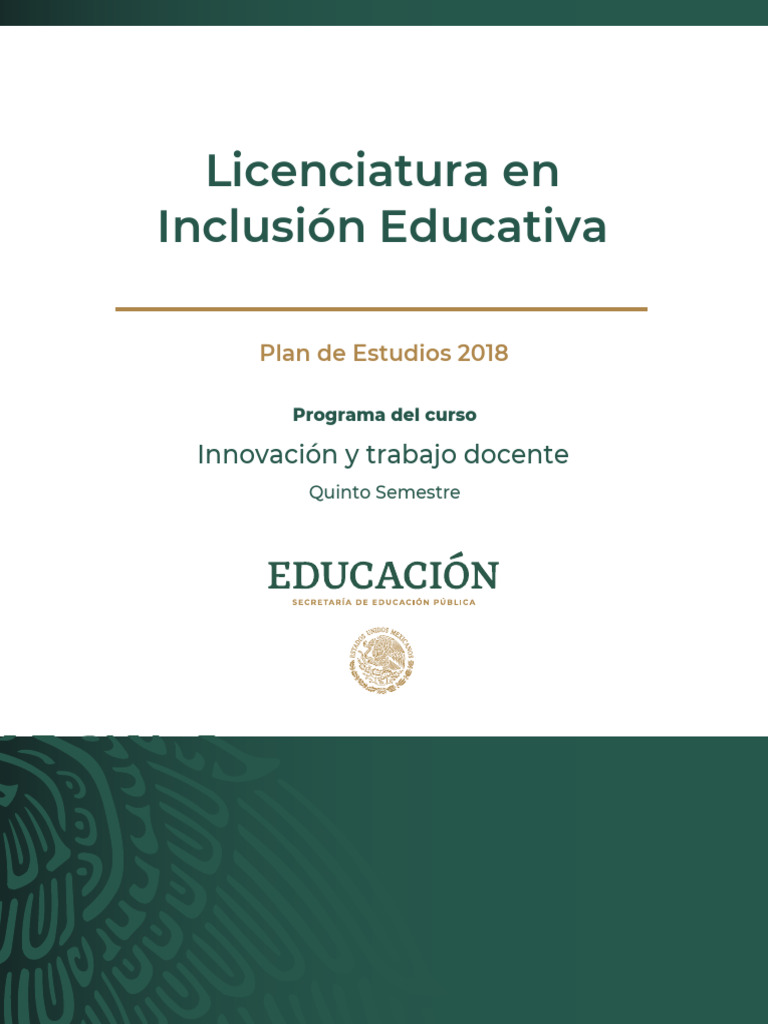 Licenciatura en Inclusión Educativa: Innovación y Trabajo Docente | PDF ...