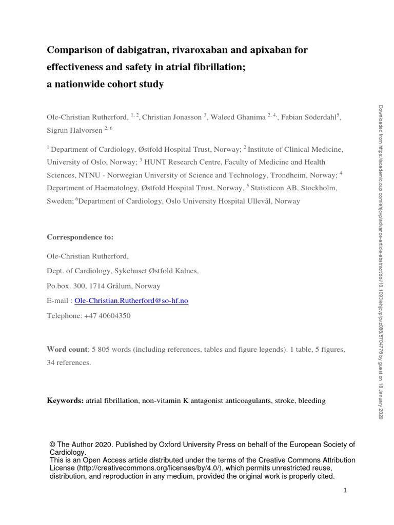 Comparison of dabigatran rivaroxaban and apixaban for effectiveness