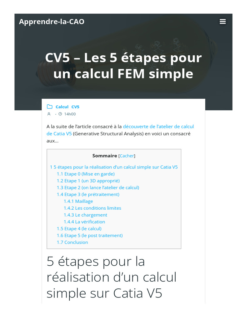 5 Etapes Calcul Fem Simple Apprendre La Cao | PDF | Bouton ...