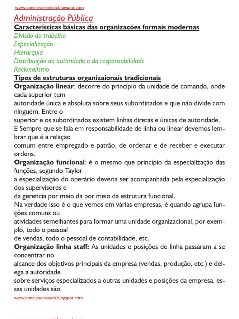 1 Características Básicas Das Organizações Formais Modernas