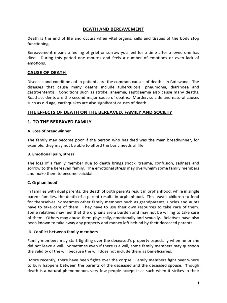 Death and Bereavement | PDF | Grief | Funeral