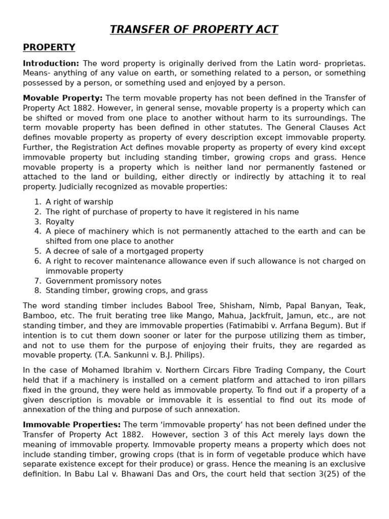 Understanding Movable and Immovable Property | PDF | Leasehold Estate ...