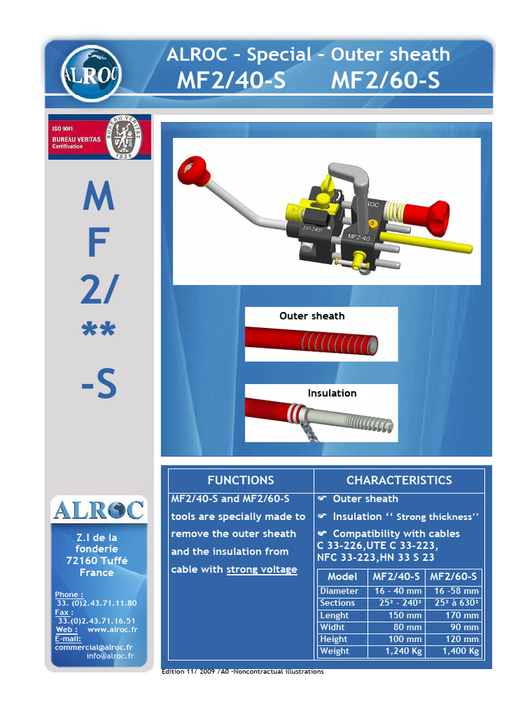 Cable Sheath Removal Tools MF2/40-S & MF2/60-S | PDF