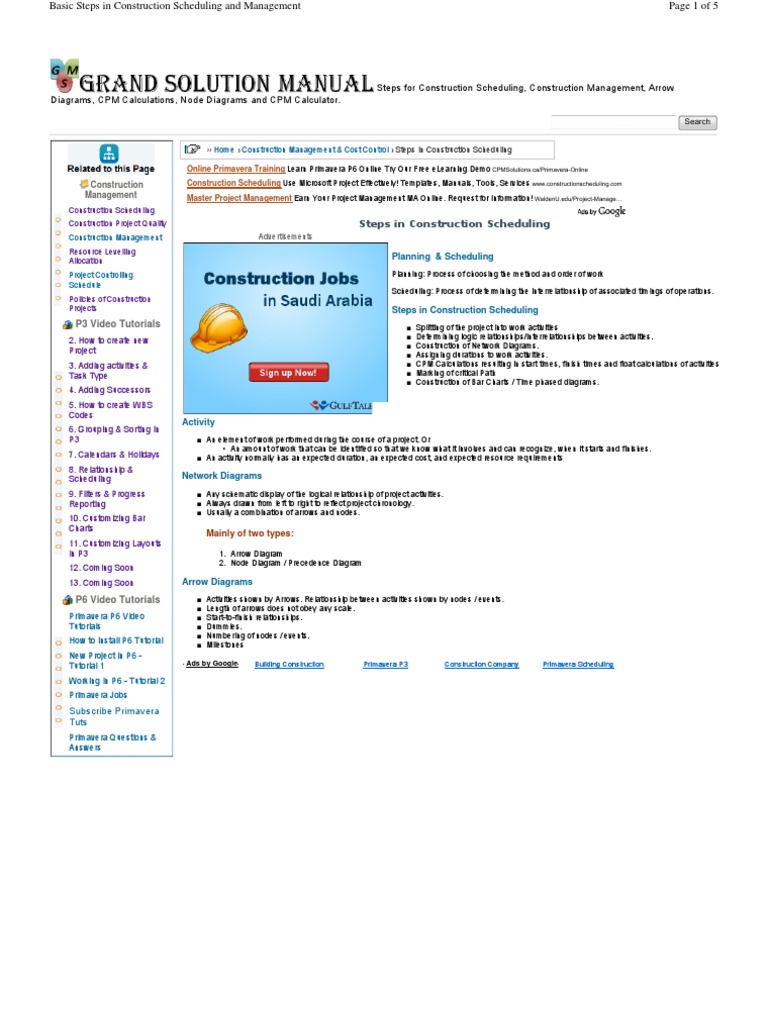 Steps in Construction Scheduling | PDF | Business | Computing