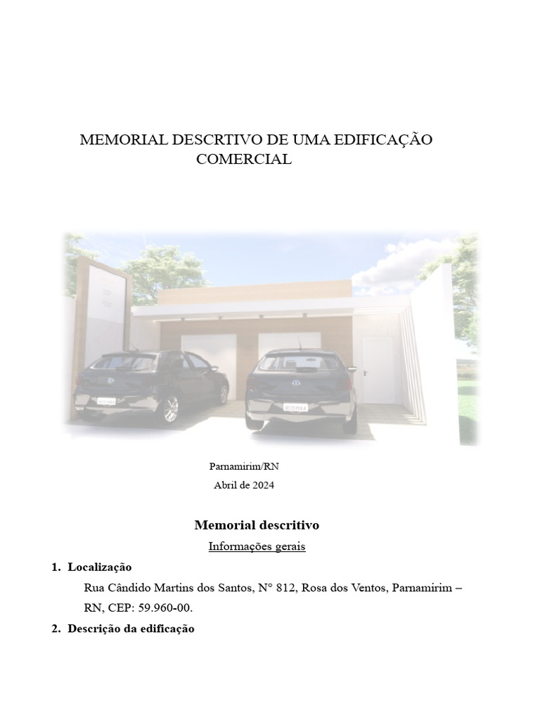 Memorial Descritivo de Edificação Comercial | PDF | Materiais ...