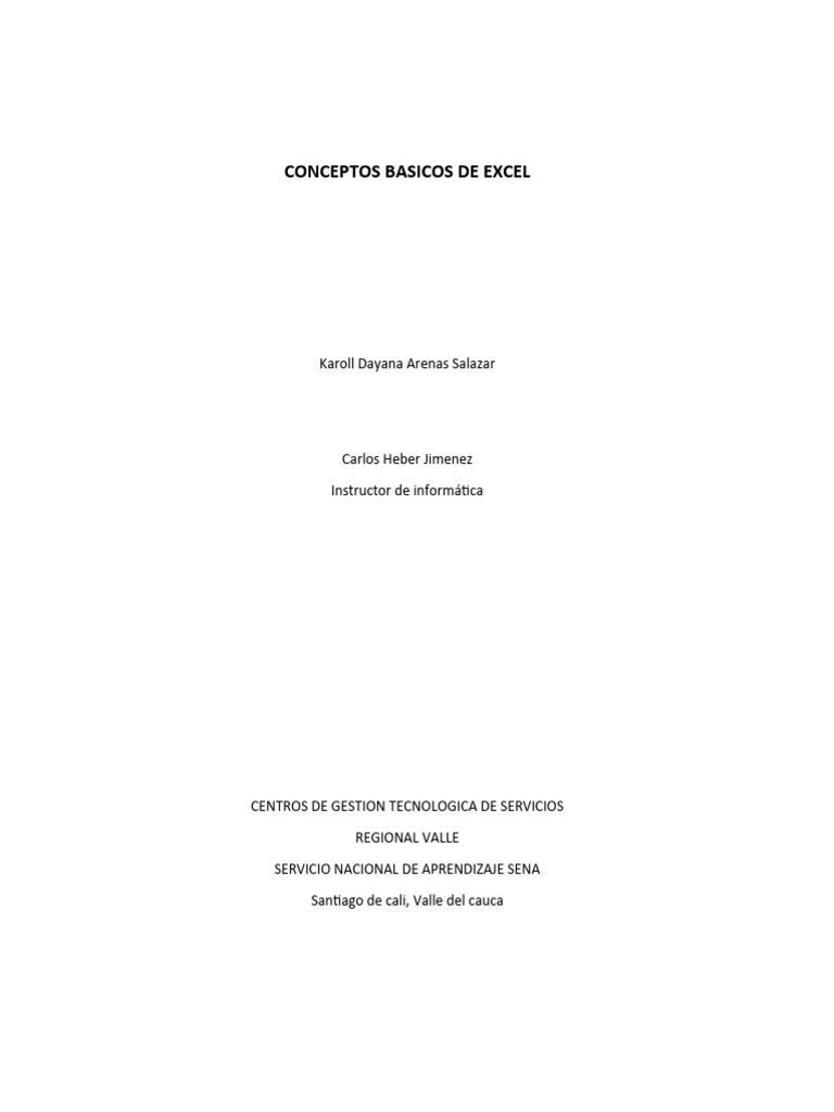 Conceptos Basicos Del Excel Karol | PDF | Microsoft Excel | Hoja de cálculo