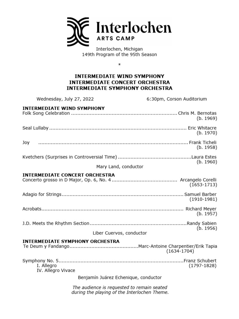 Stephanie Flamich at Interlochen Concert | PDF | Orchestras | Symphony