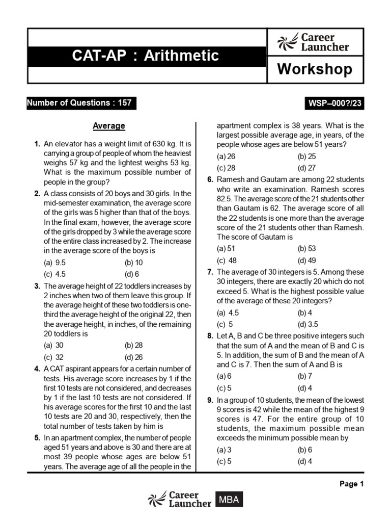 CAT-AP - Arithmetic Workshop Q | PDF | Interest | List Price