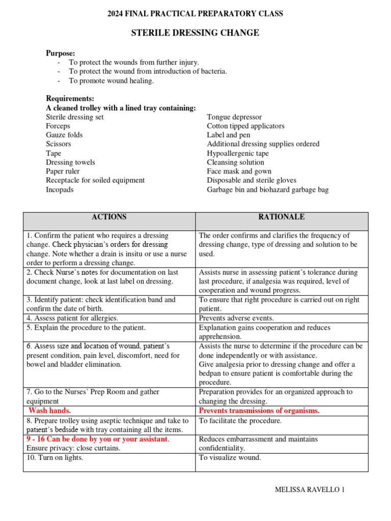 Steps in Dressing Change | PDF | Wound | Medicine
