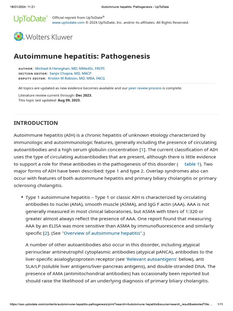 Autoimmune Hepatitis Pathogenesis UpToDate PDF Autoimmunity Antigen