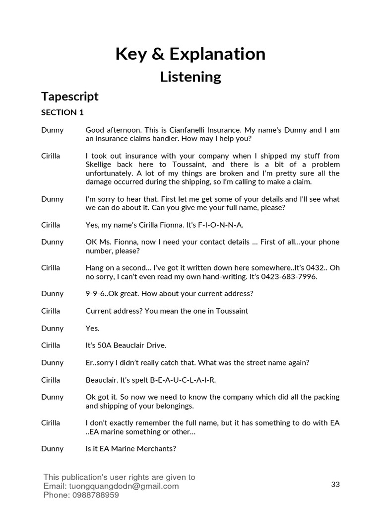 L tening in class practice 1 script pdf