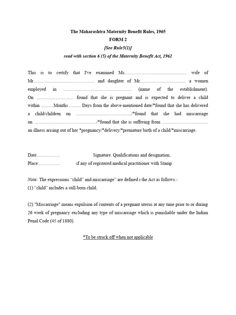 Maharashtra Maternity Benefit Form 2 | PDF | Politics