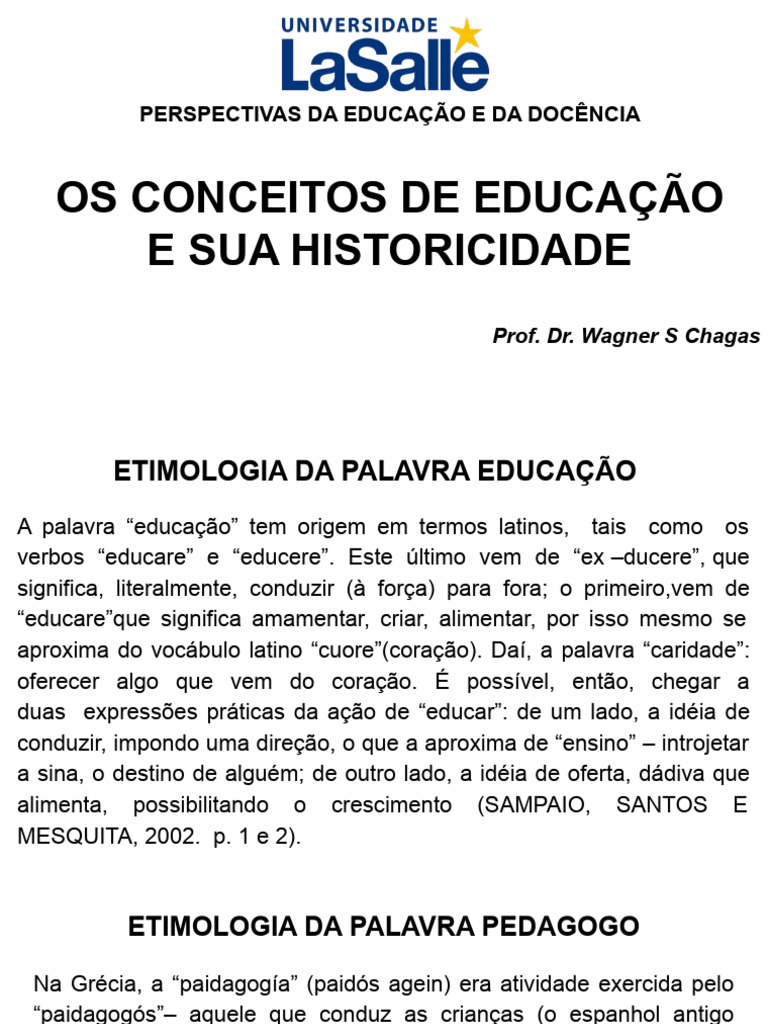 Os Conceitos de Educacao e Sua Historicidade | PDF | Pedagogia ...