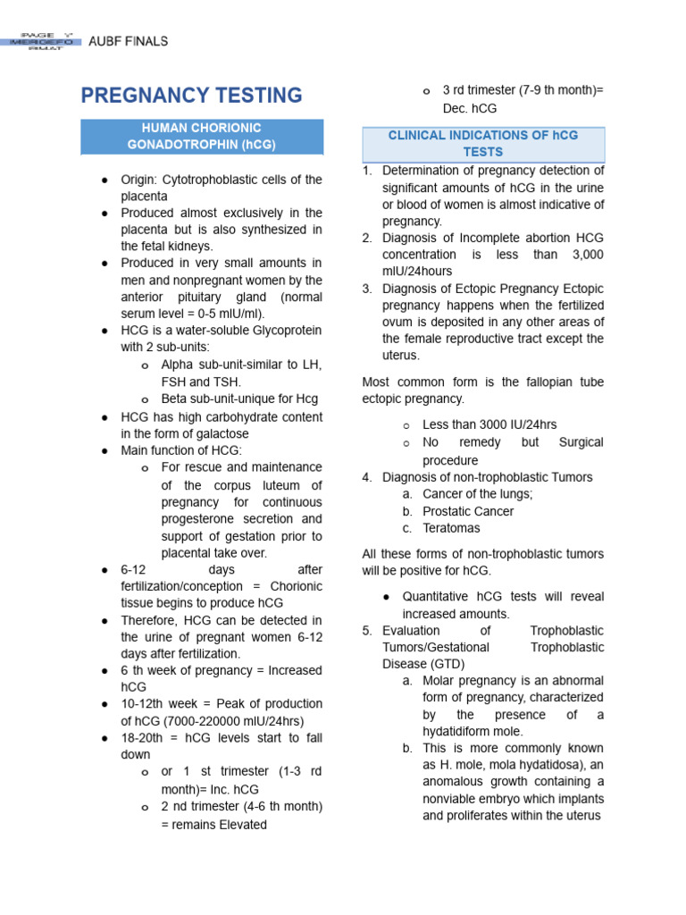 Pregnancy-Testing 2 | PDF | Human Chorionic Gonadotropin | Medical ...