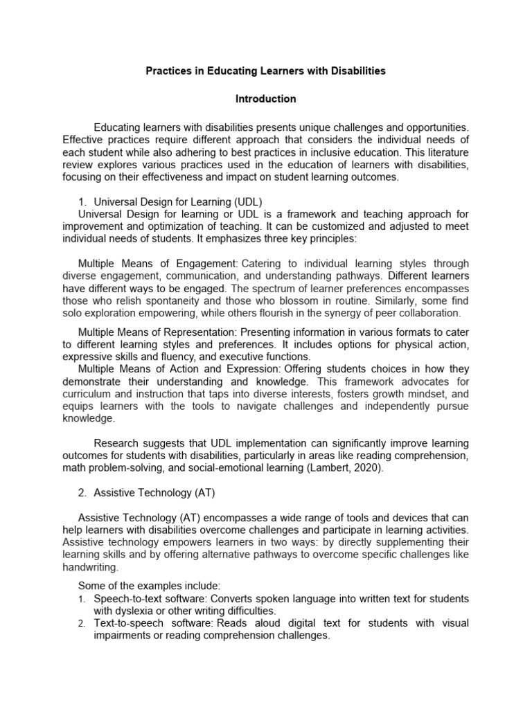 Practices in Educating Learners With Disabilities | PDF ...