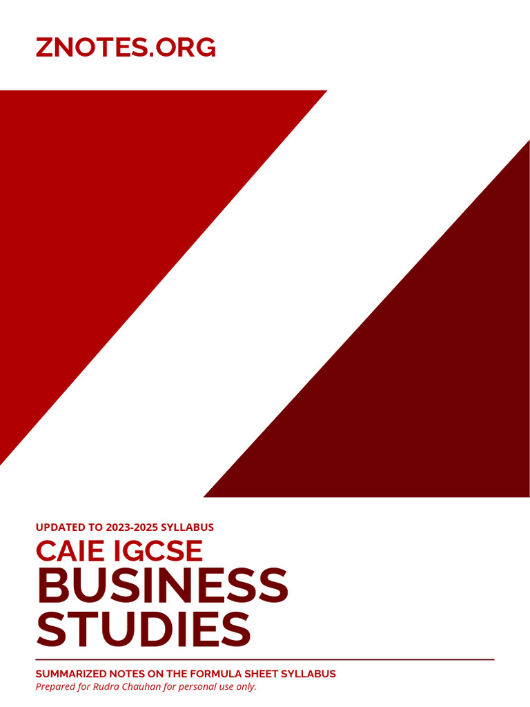 IGCSE Business Studies Formula Sheet | PDF | Money | Business Economics