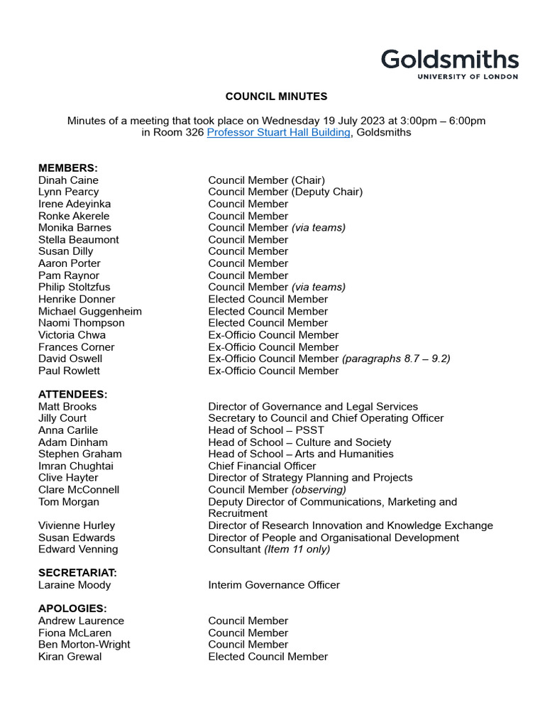 Open Council Minutes July 2023 | PDF | Performance Indicator | Governance
