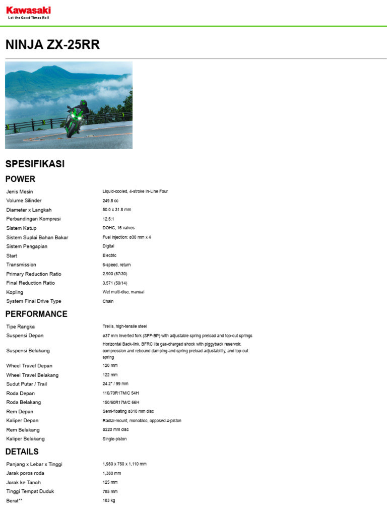 krm様 確認ページ SpecSheet - 2023 Ninja ZX 25rr | PDF