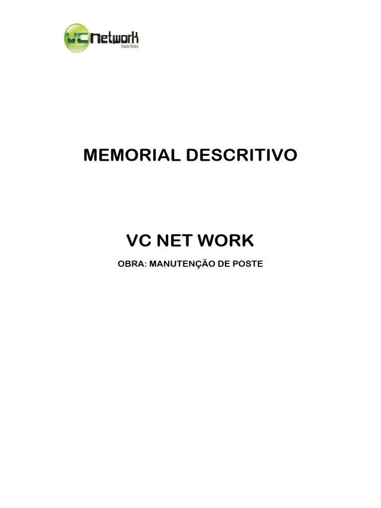 VC Net Work - Memorial Descritivo - Manutenção de Poste | PDF