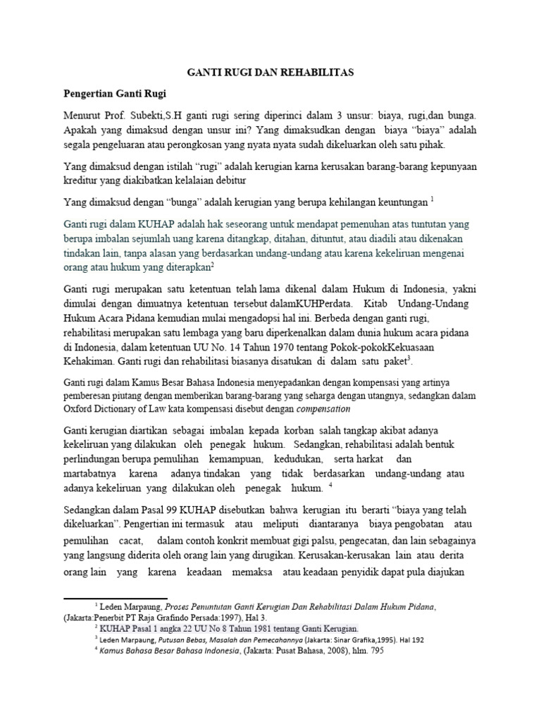 Ganti Rugi dan Rehabilitasi dalam Hukum | PDF | Hukum