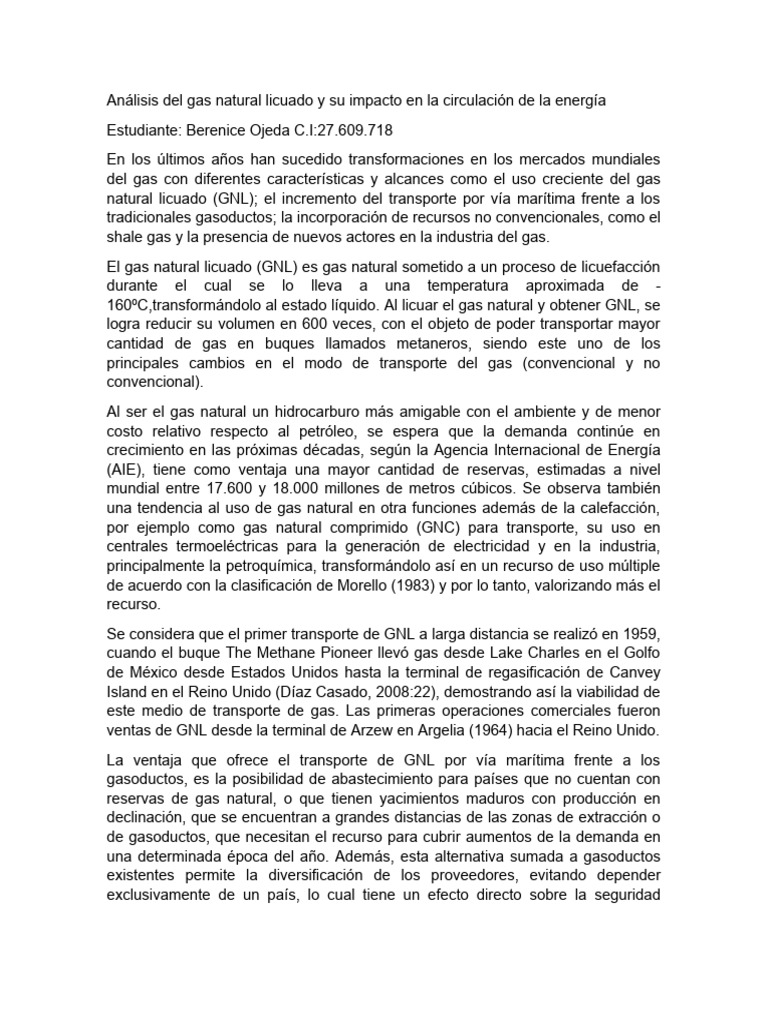 Impacto del GNL en el mercado energético | PDF | Gas natural licuado ...