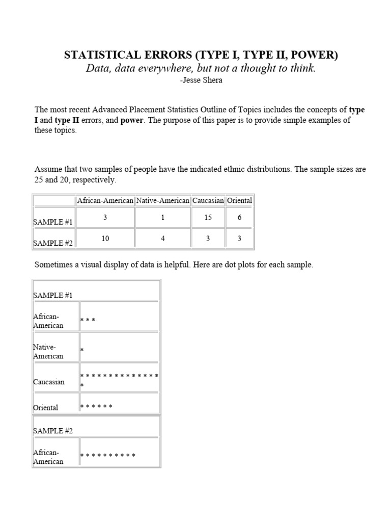 Statistical errors pdf type i and type ii errors statistical